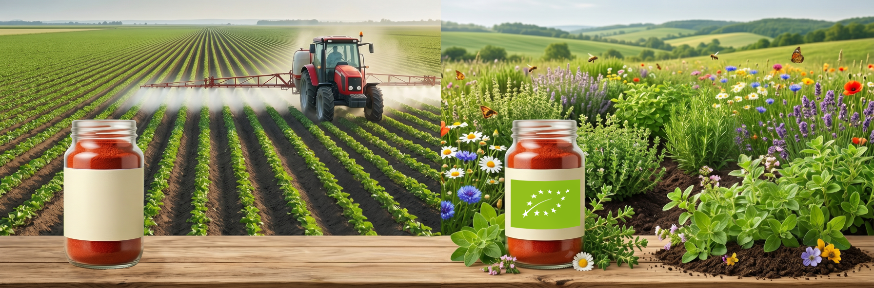 Pesticiden in kruiden tegenover biologische kruiden