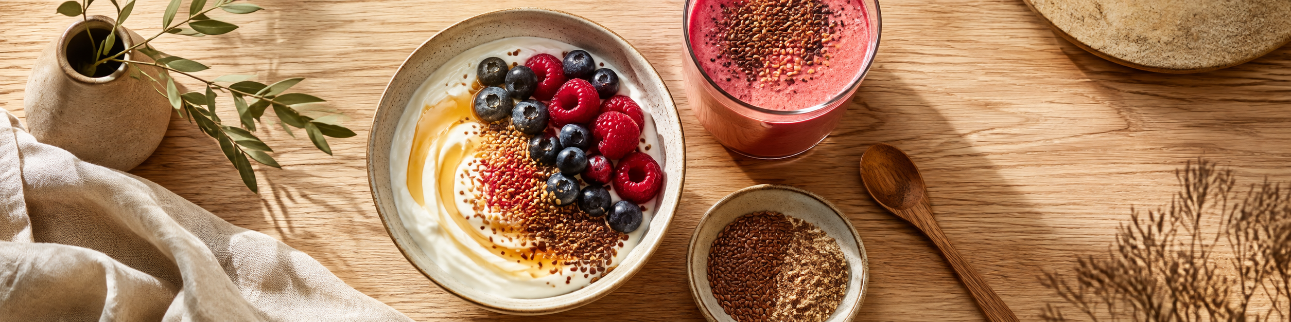 Lijnzaad in de yoghurt, muesli en smoothies